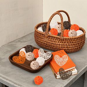 48pcs Wicker Rattan <b>Balls</b> 1.2 Heart Shaped DIY Vase Centerpiece <b>Bowls</b> Orbs Filler for Wedding Holiday Home Party Crafts Supplies - Product Image 5