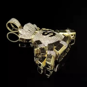 Beautiful Money bag Pendant With Sapphire Dollar <b>sign</b> silver Plated micro insert charm For Unisex Gift pendants - Product Image 4