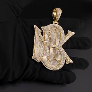 Colgante de Plata 925 Personalizado con Letra y Nombre, Estilo Hip Hop, con Moissanita VVS Iced Pass, Certificado IGI, Engaste de Garra, Estilo Estrella de Rapero para Hombre - Product Image 2