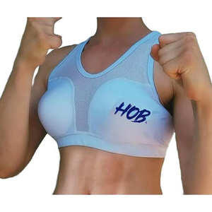 Sujetador deportivo sin aros transpirable para mujer, color azul claro, con estampado de letras en malla, HOB, con almohadillas extraíbles - Product Image 2