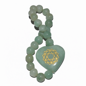 Pulsera de Corazón de Aventurina Verde con Siete Chakras - Cristal Pulido, Recuerdo de Amor Feng Shui - Product Image 1
