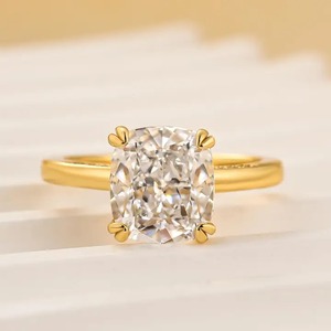 925 Moissanite Diamond <b>Cushion</b> Cut Solitaire Engagement <b>Ring</b> Travel <b>Ring</b> In Sterling Silver Moissanite Jewelry for Women's. - Product Image 3