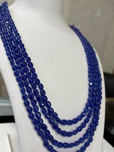Cuentas de zafiro azul, cuentas sintéticas, piedras preciosas para hacer pulseras y collares, 4 hebras - Product Image 4