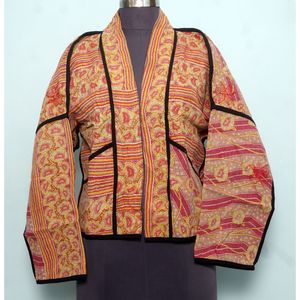 เสื้อแจ็คเก็ตถักลายคันธา สำหรับฤดูร้อน/ฤดูหนาว ฤดูใบไม้ผลิ ฤดูใบไม้ร่วง ผลิตจากผ้าฝ้าย 100% คอวี แขนยาว ระบายอากาศได้ดี แห้งเร็ว เป็นมิตรกับสิ่งแวดล้อม - Product Image 6