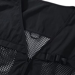 Chaleco de pesca de malla personalizado, color negro, con cremallera, ligero, para hombre, con servicio OEM - Product Image 5