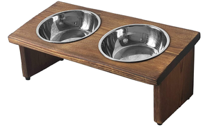 Wood Pet Feeding Stand With Two Circular Cutouts Simple Design For Cats Solid Color All Seasons Use Made in Vietnam - Product Image 6