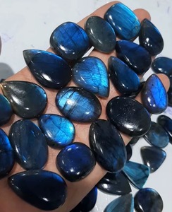 Pierres précieuses en labradorite bleue, taille ovale, polies, pierre naturelle, effet de couleur, pour la création de bijoux - Product Image 3