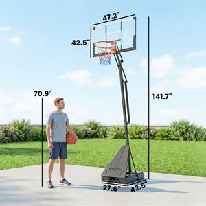 Canestro da Basket Portatile Regolabile 8-10ft con Tabellone Infrangibile da 47 Pollici e Sollevamento a Manovella per Esterni - Product Image 3