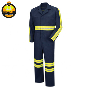 Combinaison de travail de sécurité réfléchissante de classe 2 ANSI en coton avec logo personnalisé pour les travailleurs de la construction et des usines - Product Image 4