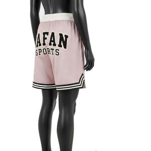 <b>Men</b> Athletic Mesh <b>Shorts</b> 180 GSM Soft Polyester Breathable <b>Pink</b> Contrast Rib Hem Panels Embroidery Logo women's <b>shorts</b> - Product Image 5