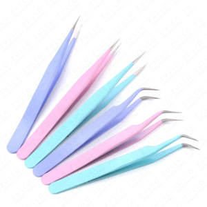 OEM Private Label 5 Piece Titanium Coated Stainless Steel Eyelash Extension Tweezers Set Custom Color Beauty <b>Tools</b> - Product Image 3