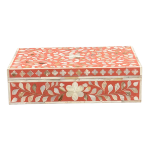 Venta superior de caja de nácar hecha a mano de La India, joyero con incrustaciones de fregona rectangular para accesorios y decoración - Product Image 1