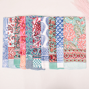 Hand Block Printed Square Cotton Fashion Bandana <b>Head</b> <b>Wrap</b> Artisan Scarf 100% Pure Breathable Eco-Friendly <b>Wraps</b> - Product Image 3