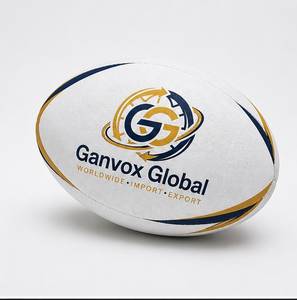 ลูกรักบี้ Ganvox Global Professional สำหรับเล่นกลางแจ้ง น้ำหนักเบา ทนทาน ไส้บอลบิวทิล เหมาะสำหรับการแข่งขันและฝึกซ้อม สีขาว น้ำเงิน ทอง พร้อมโลโก้ - Product Image 4