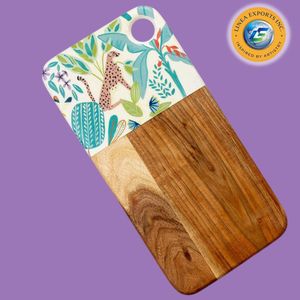 Linea Exports Inc. Luxury Handcrafted Animal Print Wood Cutting Board & Serving Tray Set for Modern Interiors - Product Image 2