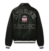 Jaket Kulit Bomber Avirex Ikon USA Mewah yang Dapat Disesuaikan, 100% Kulit Sapi Asli dengan Kustomisasi OEM ODM