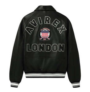 Luxury Customize USA Icon Flight Avirex Bomber <b>Leather</b> <b>Jacket</b> 100% Genuine Cowhide <b>Leather</b> <b>Jacket</b> With Customized OEM ODM - Product Image 2