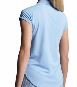 Polo de Manga Corta para Mujer, Color Azul Claro, con Cuello con Cremallera, Tejido de Punto de Secado Rápido, Estilo Casual - Product Image 4