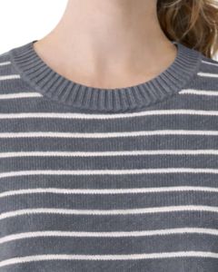 Gilet pull sans manches en tricot rayé gris et blanc pour femme, col rond, léger, décontracté, tendance été - Product Image 5