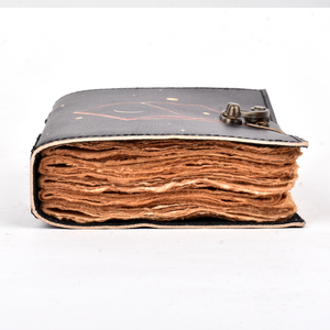 Celestial Open Book Leather Journal <b>A5</b> Handmade Lock <b>Diary</b> For Night Writing Notebook Vintage Style Cosmic Theme Gift Journal - Product Image 4