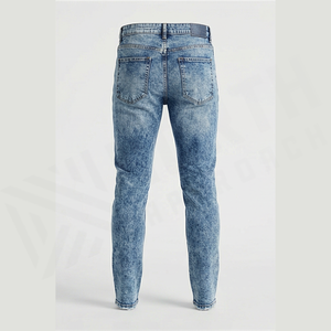 Men's Slim Fit High Waist Distressed Ripped Straight Leg Denim Jeans Cotton Casual <b>Spring</b> Style Pants - Product Image 2