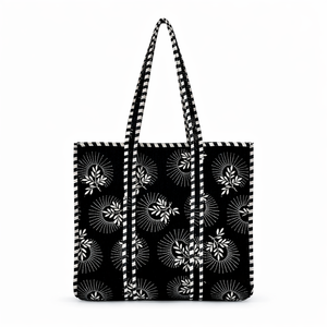 Black <b>Quilted</b> Velvet Fashion Vintage Bohemian Canvas Lining Zipper Closure Lightweight 18" <b>Summer</b> Lady Shoulder Shopping Travel - Product Image 1