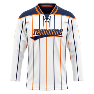 ชุดยูนิฟอร์มทีมฮอกกี้น้ำแข็งสีเทาดำแดงแบบกำหนดเองพร้อมชื่อหมายเลขเสื้อกีฬาแขนยาว - Product Image 4