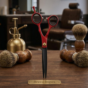 Ciseaux de barbier à lame courbée en acier inoxydable, tranchants, pour droitiers, pour la coupe de cheveux, ciseaux professionnels de salon, pour des finitions délicates - Product Image 1