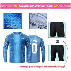 เสื้อผู้รักษาประตูเยาวชน/ผู้ใหญ่แบบกำหนดเอง เสื้อโกลพร้อมแผ่นรอง ชุดยูนิฟอร์มผู้รักษาประตูฟุตบอลแบบสั่งทำพิเศษ พร้อมชื่อ เบอร์ และโลโก้ ผลิตจากโพลีเอสเตอร์ 100% - Product Image 2
