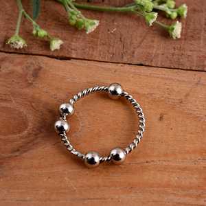 925 Sterling Silver Hammered Bypass <b>Ring</b> Adjustable Minimalist <b>Open</b> Band Unisex Handcrafted Geometric Wedding Anniversary Gift - Product Image 2