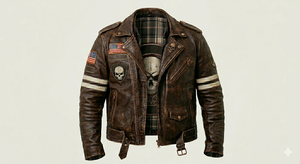 Men Silk Screen Printed 500g Washed Stand Collar Zip-Up Vintage <b>Motorcycle</b> <b>Jacket</b> Racing Wear <b>Summer</b> Winter Spring - Product Image 5