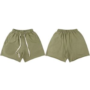 Shorts en coton pour hommes, taille mi-haute, avec cordon élastique, couleur unie, décontractés, avec rivets décoratifs, tissu respirant - Product Image 3