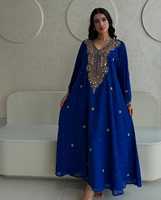 Ensemble de luxe 2 pièces pour femmes musulmanes, modeste, simple, en mousseline unie, kaftan perlé, longueur ras du sol, coupe trapèze, non tissé, écologique
