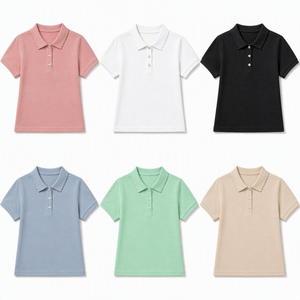 Polo de golf en piqué pour femmes |   Boutons en perles et col brodé festonné, haut décontracté en maille à manches courtes longueur hanches, coupe ajustée - Product Image 5