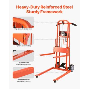 Nuovo Carrello Elevatore Manuale con Capacità di 330 libbre, Altezza Massima di Sollevamento 42,9 Pollici, Multifunzionale - Product Image 5