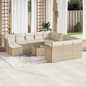 Ensemble de grands canapés de jardin à pieds réglables en rotin PE beige Meubles de jardin réglables - Product Image 1