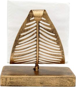 Porta Servilletas Moderno de Metal Dorado con Diseño de Hojas, Ecológico, para Mesas de Comedor y Cocina, Decorativo, Personalizable - Product Image 1