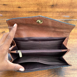 Bolso de mano y embrague de gran capacidad de lujo de cuero genuino con herramientas manuales occidentales para mujer de alta calidad con muñequera, conjunto combinado de 2 uds - Product Image 6