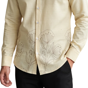 Camisa de Vestir Personalizada para Hombre, Estampado Floral, Manga Larga, Cierre de Botones, Corte Ajustado, Proveedor de Ropa Personalizada - Product Image 5