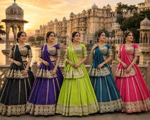 Traditional Indian Pakistani <b>Women</b> <b>Lehenga</b> Choli Embroidered Floor-Length Loose Fit Wedding Wear Silk Stretchable - Product Image 3