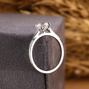 Bague de fiançailles en diamant de taille ronde 10K or blanc cadeau de mariage et d'anniversaire pour les femmes bague de proposition pour femme - Product Image 5