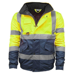 High Visibility <b>Reflective</b> Workwear <b>Jacket</b> <b>Men</b> Full Zip Safety Hoodie Hi Vis Waterproof Windproof Construction <b>Jacket</b> - Product Image 5