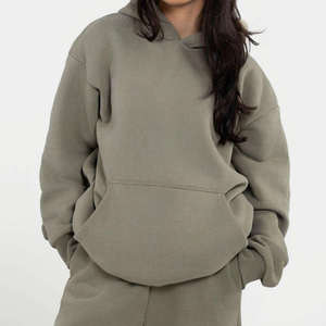 Manufacturers Custom Logo Streetwear Drop Shoulder 500gsm Heavyweight Blank No <b>String</b> Oversized Cotton Fleece Hoodie - Product Image 2