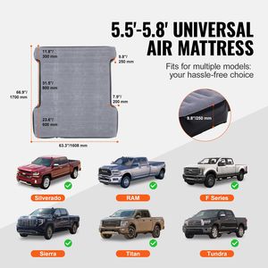 "5.5-5.8ft Full Size Short Truck Bed <b>Inflatable</b> Air Mattress W/12V Pump & 2 Pillows for Camping" - Product Image 6