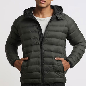 Veste matelassée à capuche pour homme, rembourrée de duvet, coupe-vent, fermeture éclair, pour l'hiver - Product Image 6