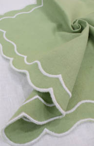 Luxury Handmade Embroidered <b>Square</b> Linen Napkin Set Scallop <b>Edge</b> Reusable Eco-Friendly Dining Table Decor - Product Image 5