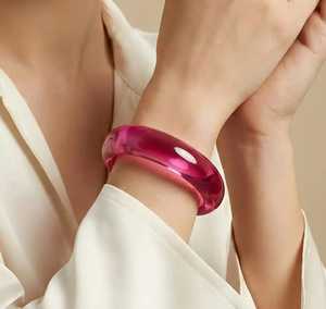 Trendy Acrylic & Resin <b>Bangle</b> <b>Bracelet</b> with Purple and Pink Gradient Color for Women's Fashion-Islamic Gift - Product Image 6
