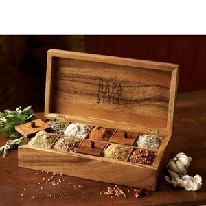 Handmade Wooden Masala Organizer <b>Box</b> for Spice Storage for Kitchen <b>Herb</b> & Spice Tools by Curio Craft - Product Image 6