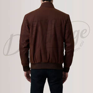 Chaqueta Bomber Marrón para Hombre, Ligera, Informal, Estilo Aviador, Corte Ajustado, Cortavientos, Chaqueta Harrington de Lona de Algodón - Product Image 3