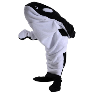 Lindo disfraz de orca con capucha, mono de dormir de longitud completa para mujer, ropa de casa de invierno de forro polar suave - Product Image 4